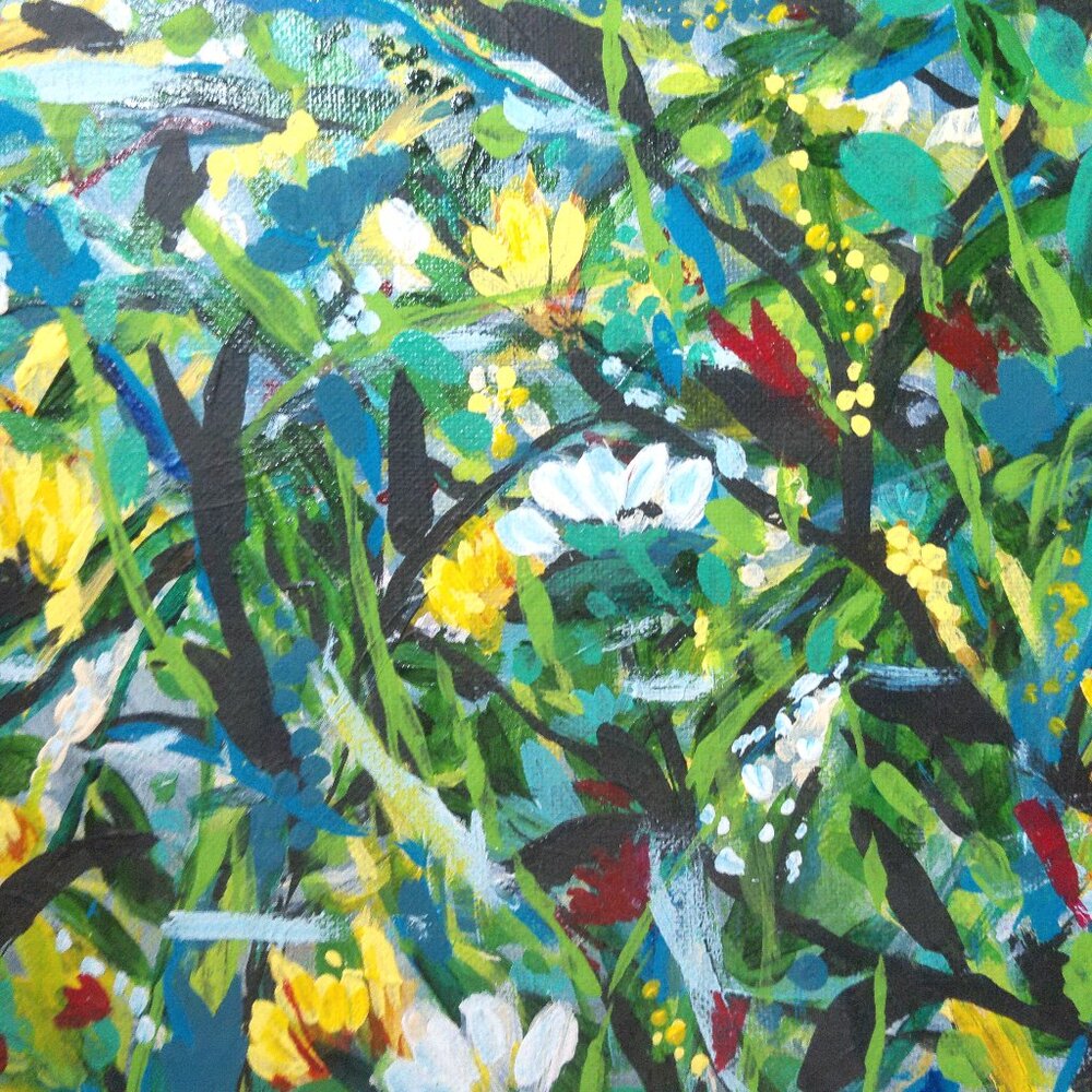 Untitled Floral Abstract Original Painting by Artist Rachael Potter